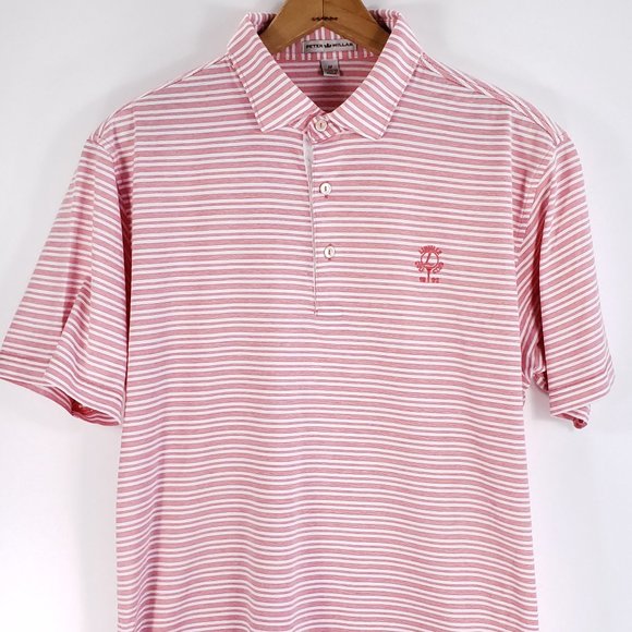 Peter Millar Polo Shirt Men's Medium Multicolor Stripes Linville Golf Club Logo - Picture 1 of 9